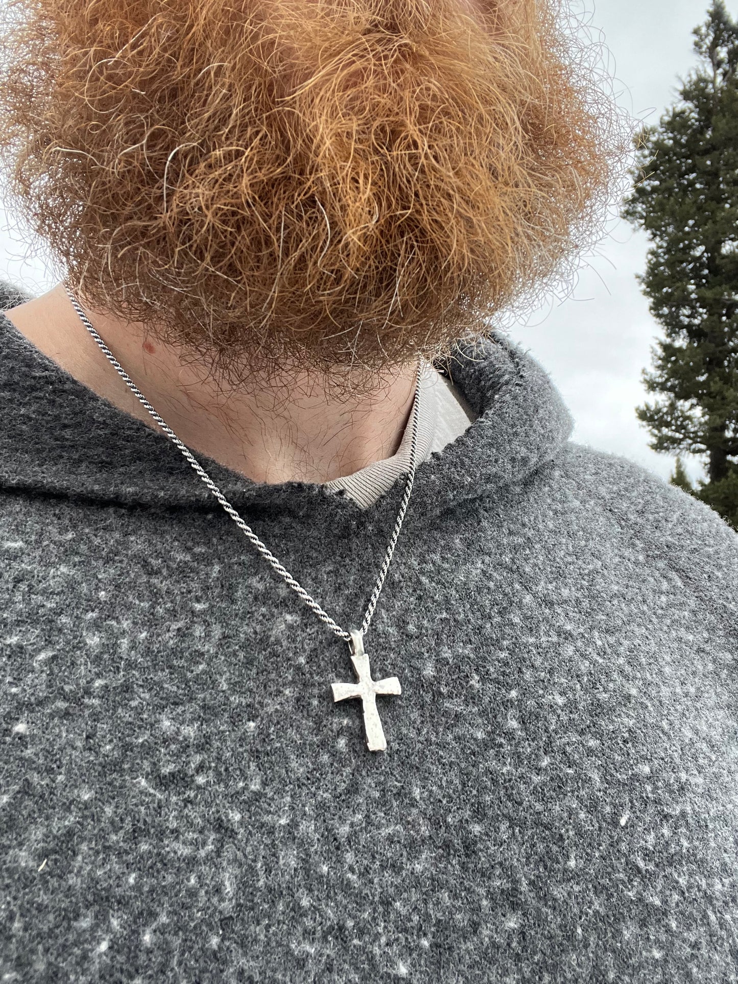 Sand Casted Cross on chain #1