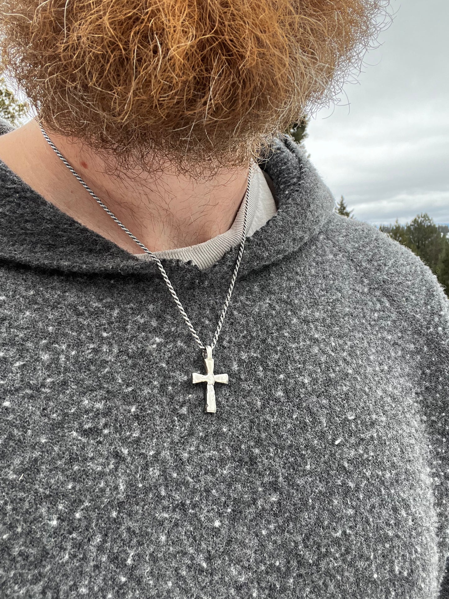 Sand Casted Cross on Chain #2