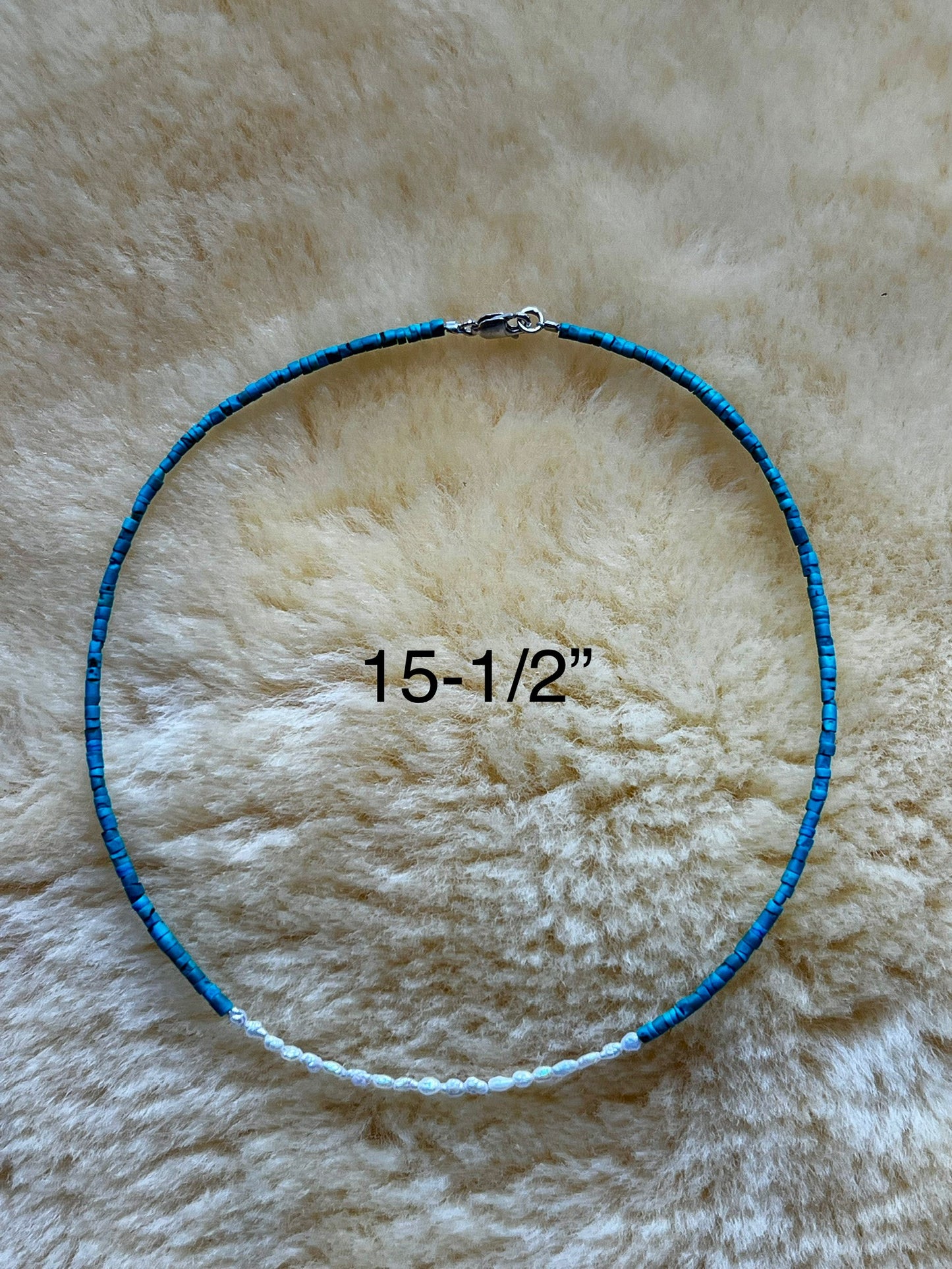 Bright Blue Afghan Turquoise Heishi/Freshwater Pearl Choker