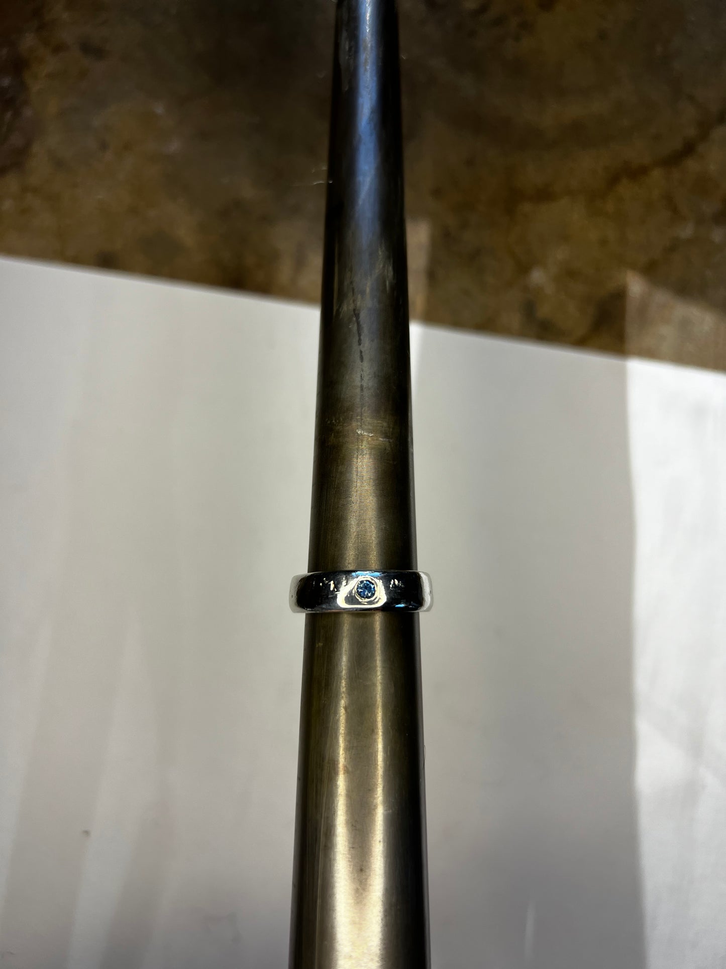 Sand casted band w/Montana Sapphire Sz 8-1/4