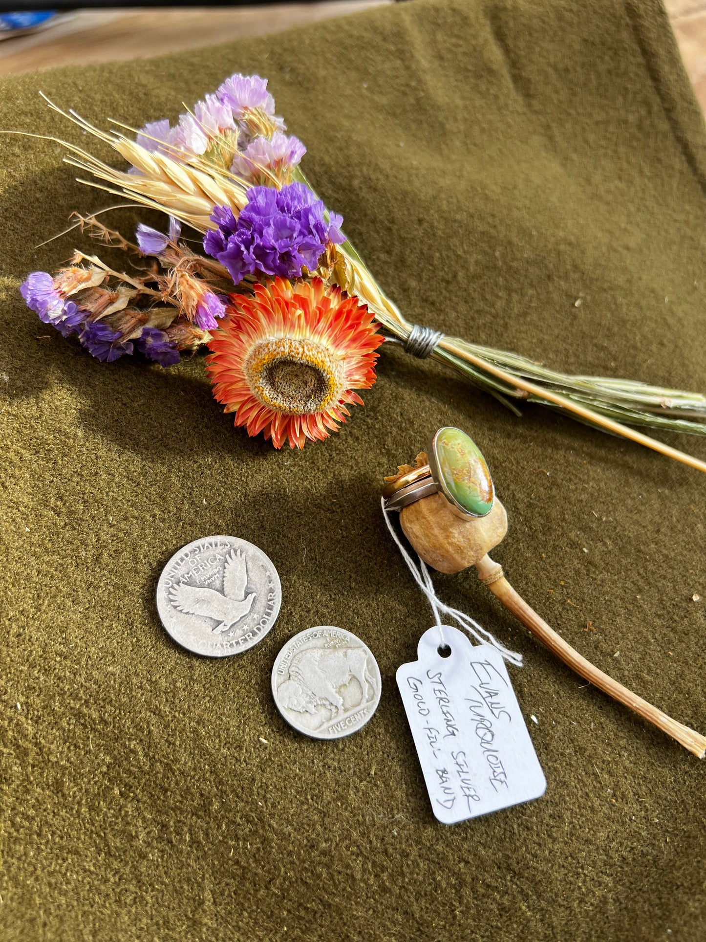 Evan’s Turquoise band w/accent Sz 8