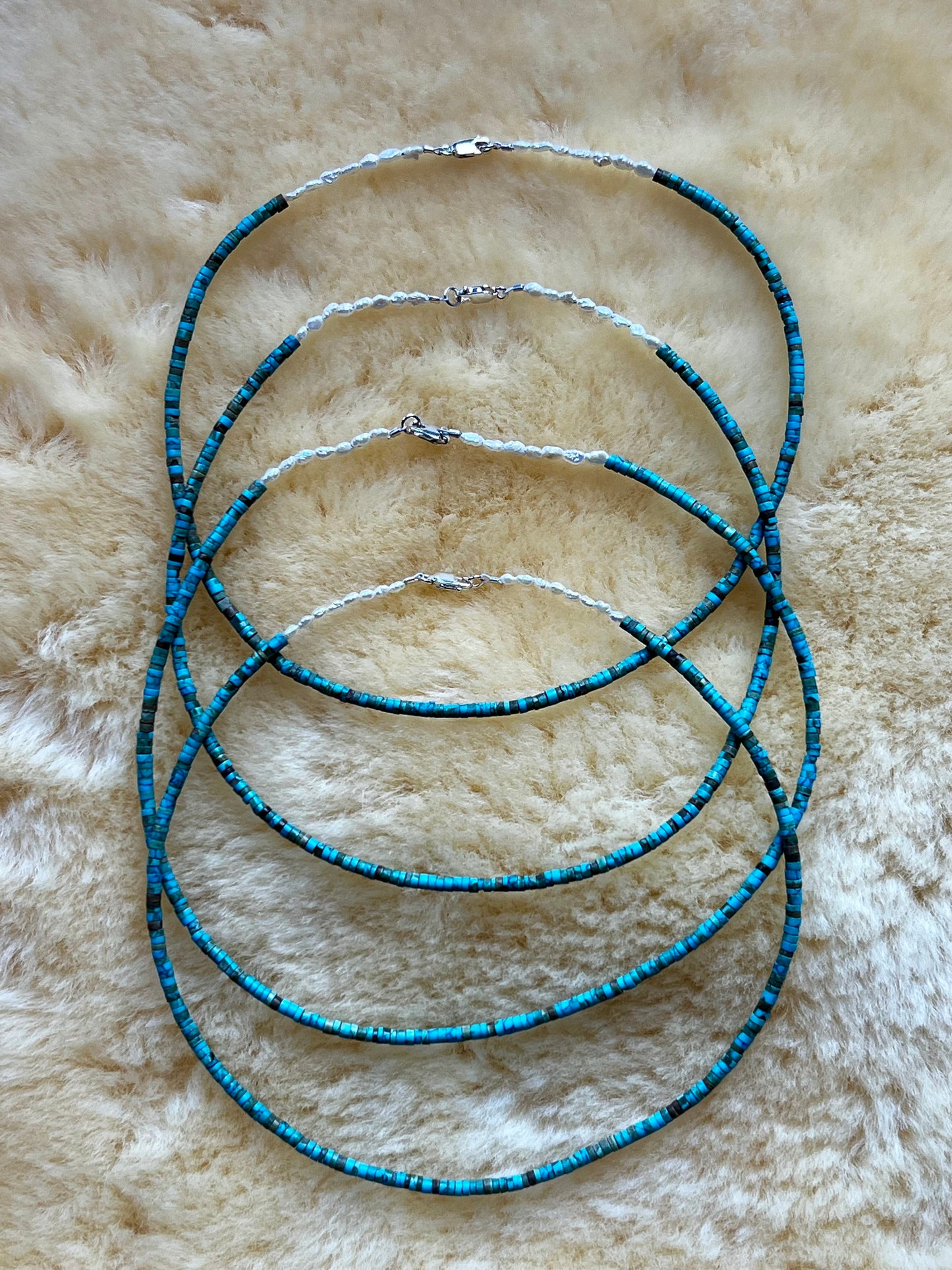 Green Afghan Turquoise Heishi/Freshwater Pearl Choker