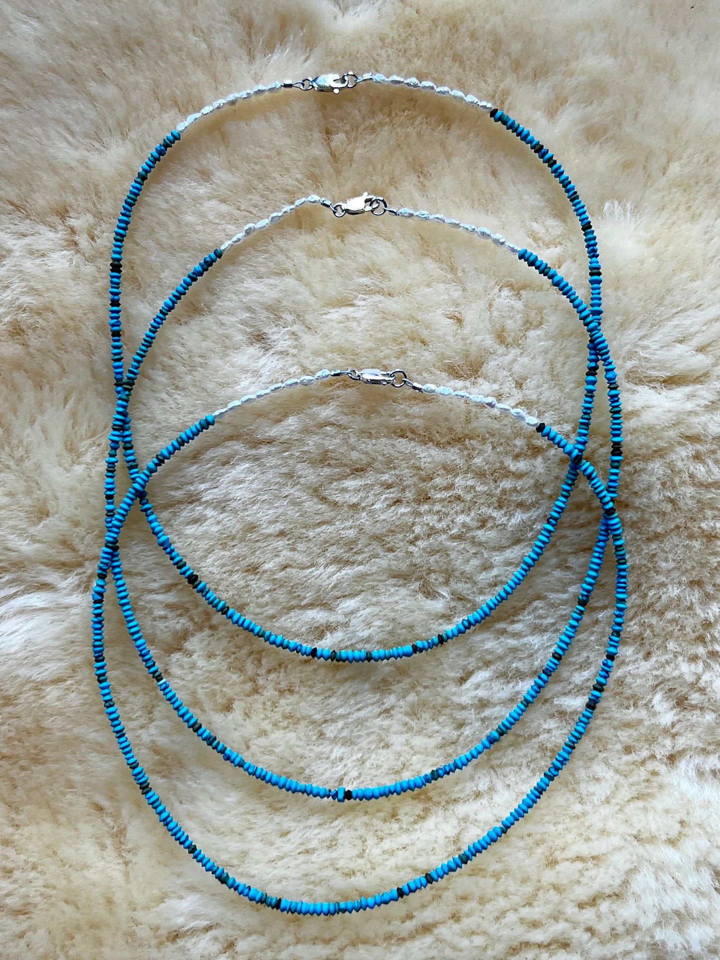Blue Turquoise Saucer/Freshwater Pearl Choker