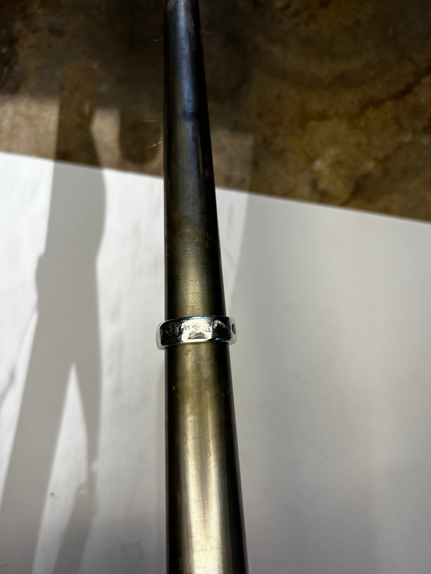 Sand casted band w/Montana Sapphire Sz 8-1/2