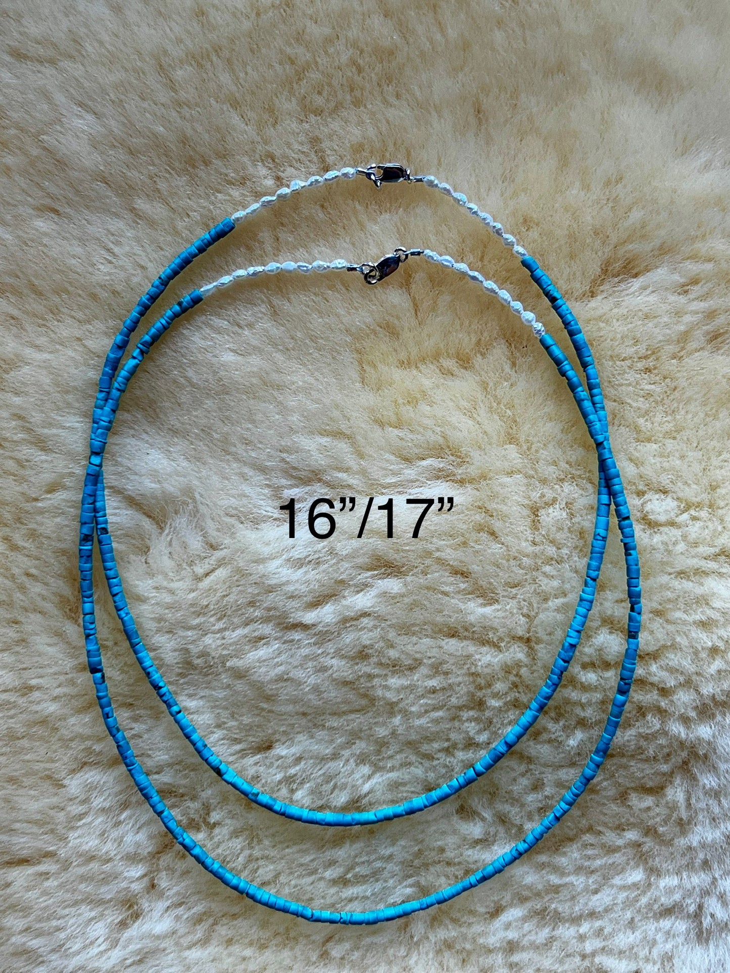 Bright Blue Afghan Turquoise Heishi/Freshwater Pearl Choker