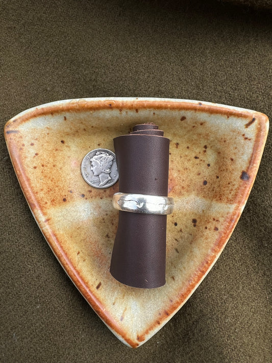 Sand Casted Band w/ Montana Sapphire size 9-1/2