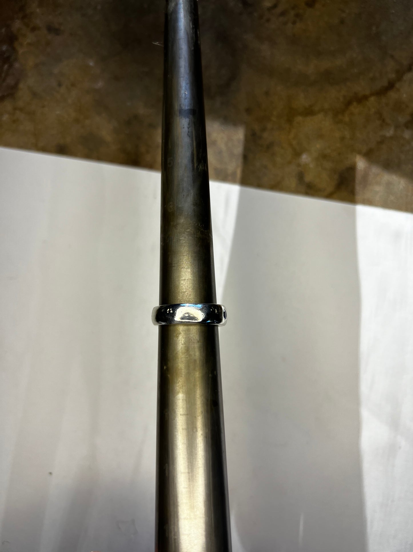 Sand casted band w/Montana Sapphire Sz 8-1/4
