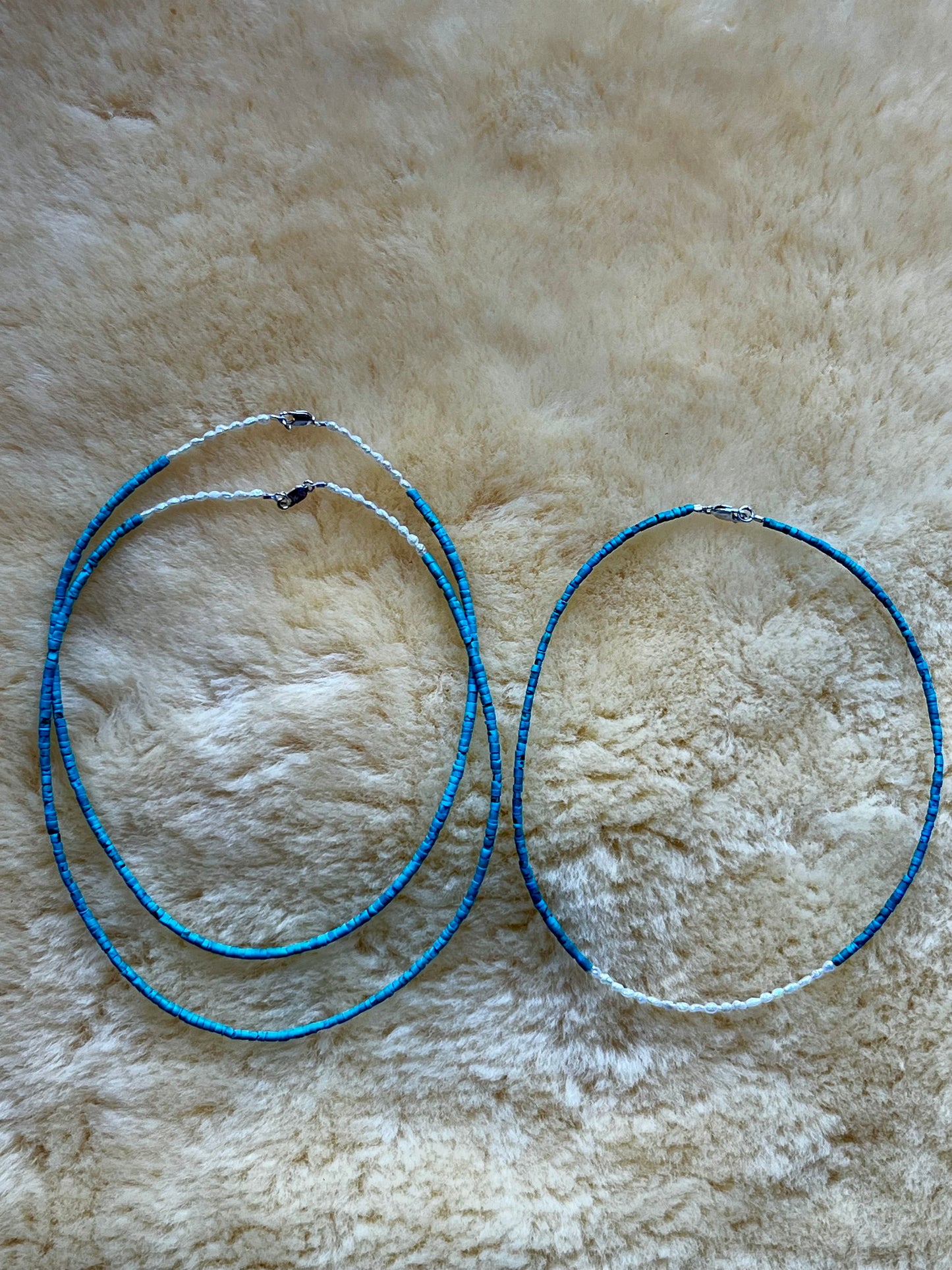 Bright Blue Afghan Turquoise Heishi/Freshwater Pearl Choker