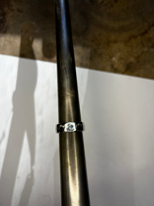 Sand casted band w/Montana Sapphire Sz 8-1/2